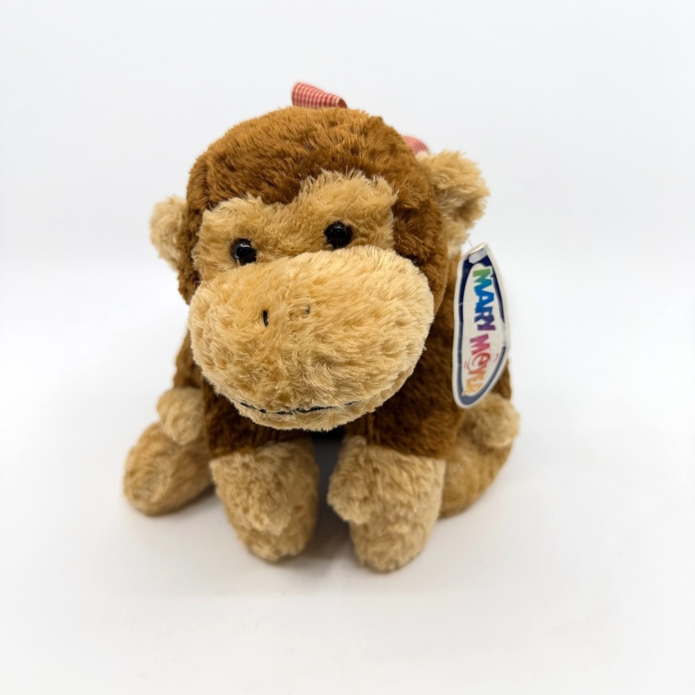 Mary Meyer Marty Monkey Gingham Bow 13" Plush Flip Flops Relaxed Animals W/Tag
